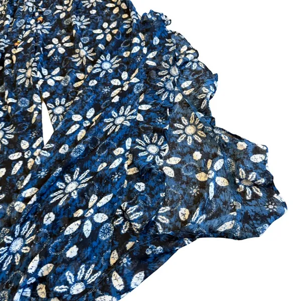 Bleu Rod Beattie Split Leg Swimsuit Coverup Pants Sheer Beach Floral Ruffle Med - Image 5