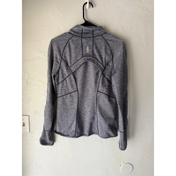 Zella‎ Womens Gray Space Dye Full Zip Athletic Jacket Mock Neck Thumbholes S - Image 8