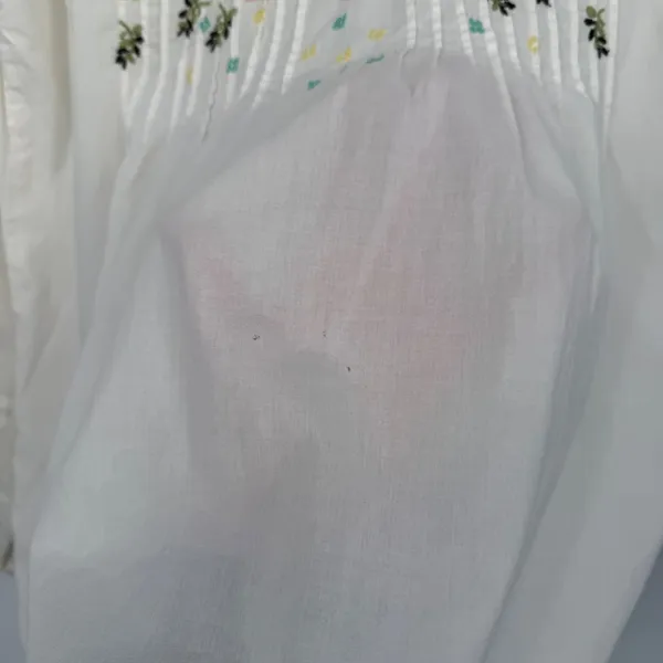 Relativity Womens White Cotton Embroidered Pintuck Long Sleeve Peasant Blouse S‎ - Image 3