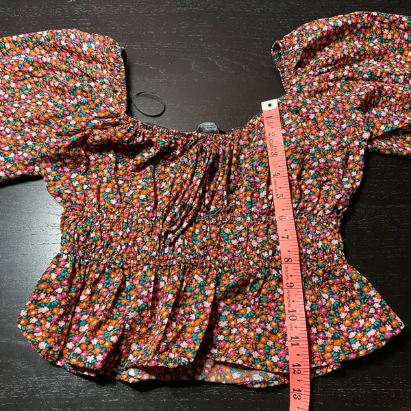 Zara Multicolor Floral Smocked Blouse - Image 4