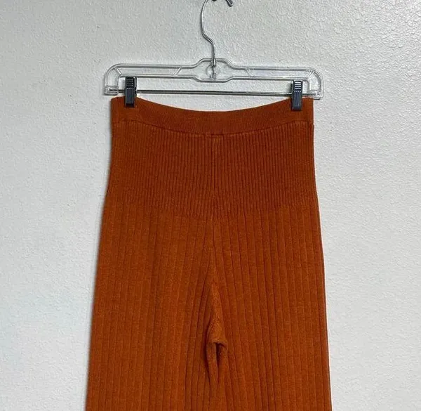 Free People Orange Keep It Real Ribbed Flare Pant Sz M - Image 9