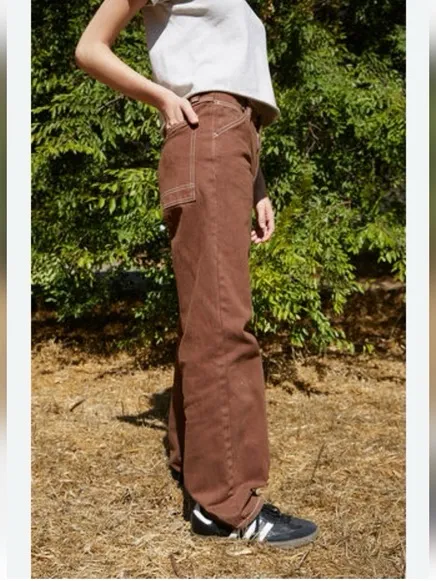 Brandy Melville John Galt Brown Carpenter Pants - Size S - Adjustable Waist - Image 4