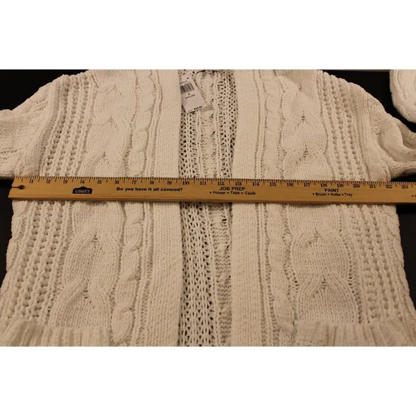 Hooked Up NWT Small White Cable Knit Open Front Cardigan Soft Cozy Layering - Image 6