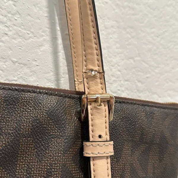 MICHAEL Michael Kors Brown Signature Coated‎ Leather Jet Set East West Tote - Image 3