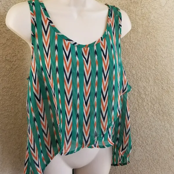 Toska sheer sleeveless flowy tank blouse sz Large - Image 3