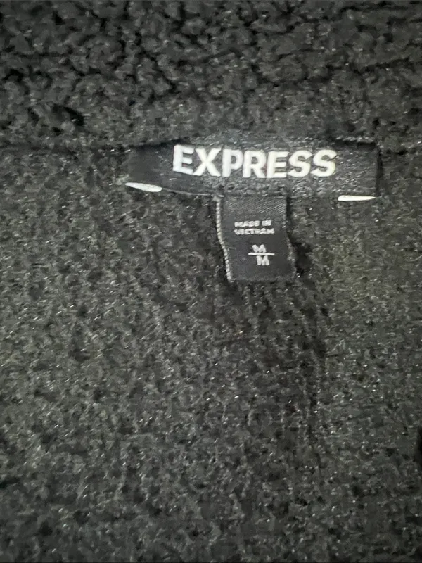 Express Black Teddy Sherpa Zip Jacket - Image 2
