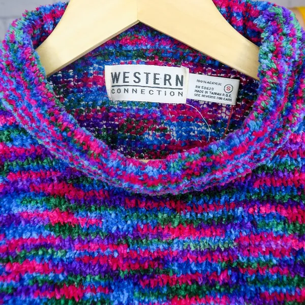 Vintage 80s Colorful Rainbow Knit Sweater - Image 4