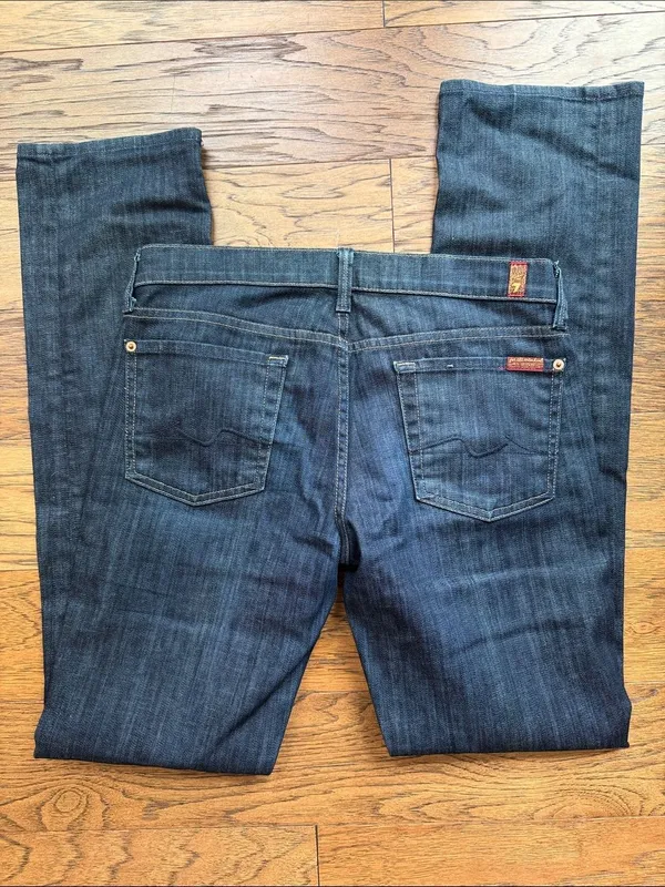 7 For All Mankind Straight Leg Dark Indigo Jeans - Image 3