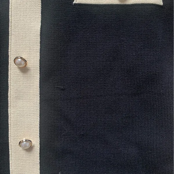 Cider Black Knit Dress with Notched Collar M - Image 5