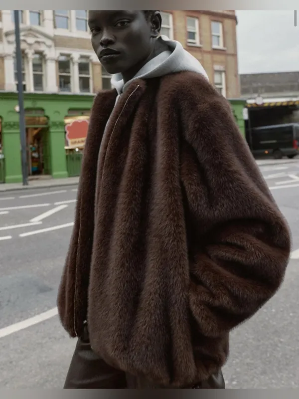Zara fur bomber‎ jacket - Image 2