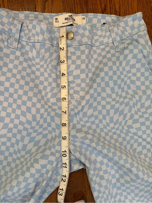 Hollister Women's Blue Checkered High Rise Utility Dad Pants Size 26/3 Regular - Image 12
