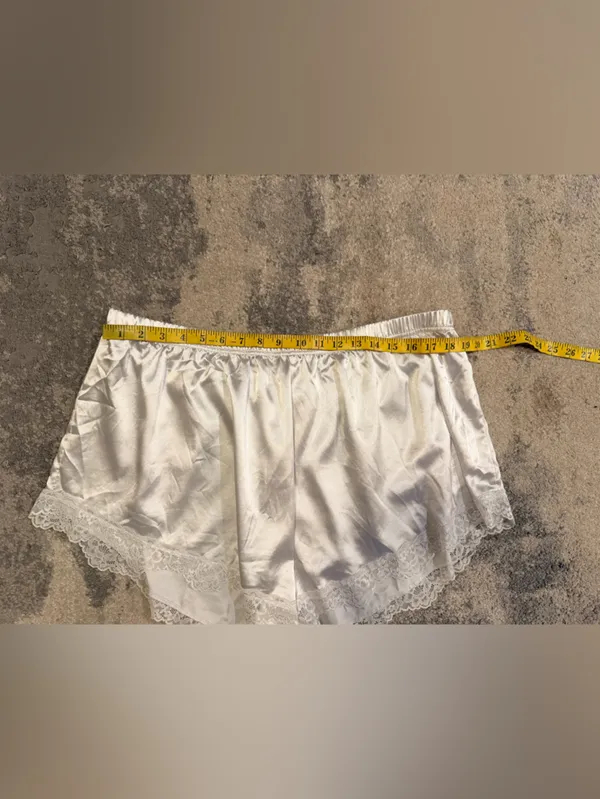Silky Lace Trim White Cami and Shorts Sleep Set - Image 4