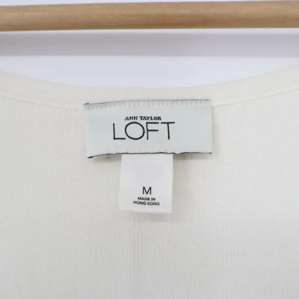 Ann Taylor Loft Womens Medium Cream Knit Scoop Neck Sleeveless Tank Top Shell - Image 3