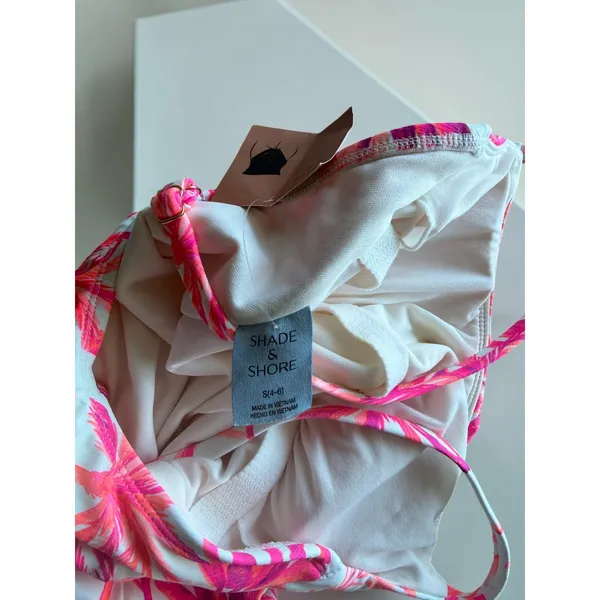 Shade & Shore Pink Palm Tree High Leg Cheeky One Piece Swimsuit‎ Small NWT - Image 3