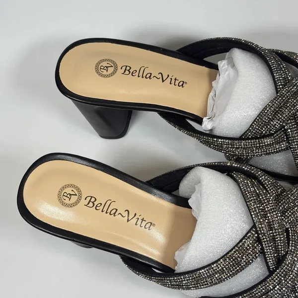 Bella Vita Size-7W Women's Heels Carmen Silver Micro Suede‎ Stones Sandals - Image 7