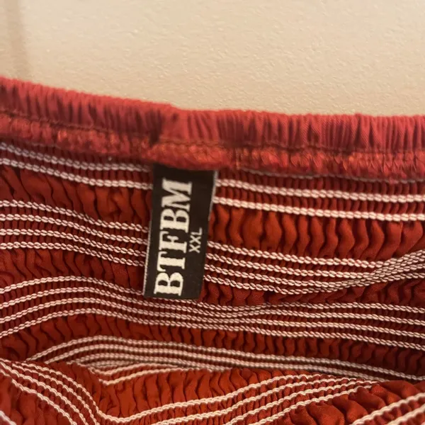 BTFBM Rust Red Smocked Tiered Midi Dress‎ XXL Boho Square Neck Sleeveless - Image 4