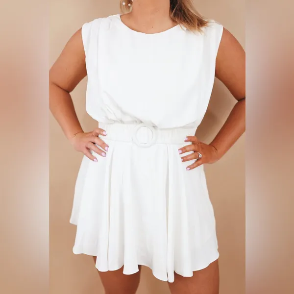 White flowy mini dress Size M - Image 3