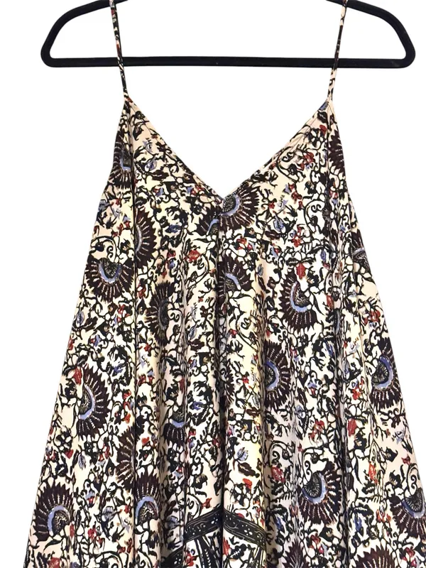 poetry ❤️❤️ Cream & Brown Multi Floral Sleeveless Boho Harem Jumpsuit Sz OS - Image 2