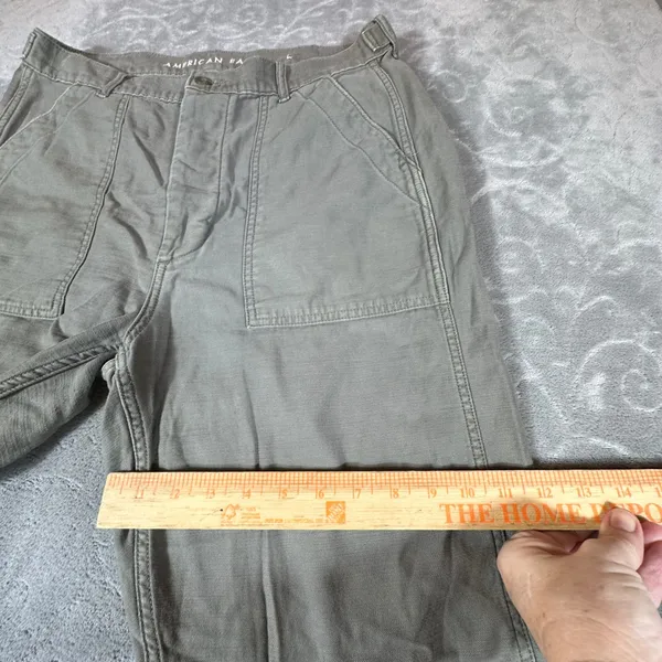 American Eagle Women 14 Olive Green Utility Cargo Pants High Rise Button Fly - Image 12