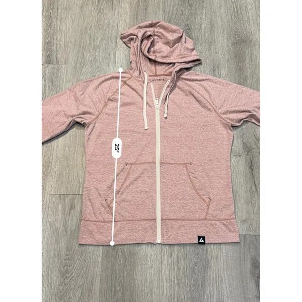 American Giant Lightweight Full Zip Hoodie Women's Large Heather Red Made in USA - Image 6