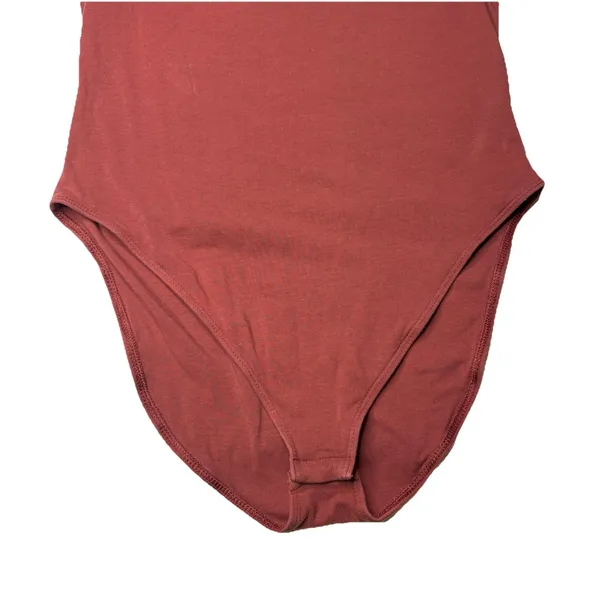Old Navy Square Neck Tank Top Bodysuit Wide Straps Orange Brown Womens Large - Image 3