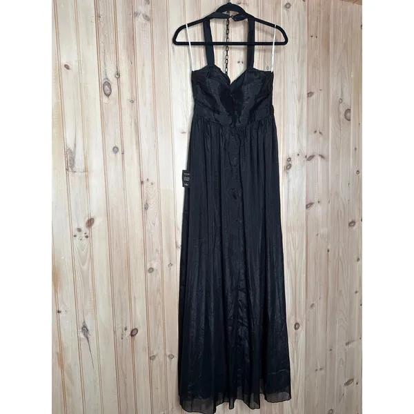 NWT Lulus Marvelous Impression Black Pleated Halter Cutout Maxi Dress Holiday L - Image 7