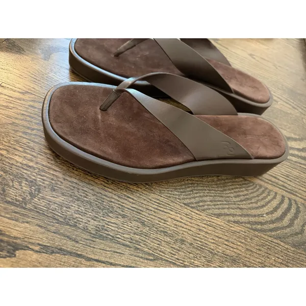 Reformation Eden Platform Flip Flop Espresso Brown Leather Suede Sz 9 NEW $228 - Image 6