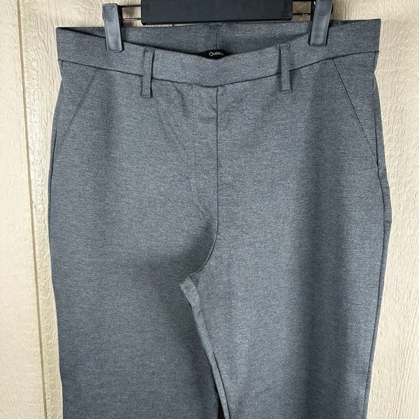 Quince Ultra-Stretch Ponte Straight Leg Pants Large Charcoal Gray Office Career - Image 2