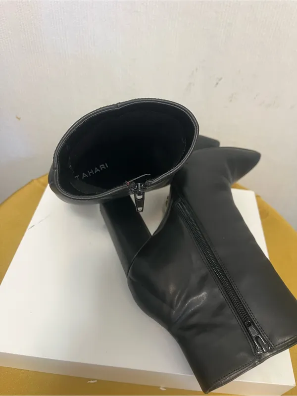Tahari Black Pointed-Toe Block Heel Ankle Boots - Image 4