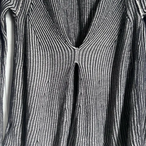 Anthropologie MOTH grey ribbed waterfall cardigan small sweater cotton - Image 7