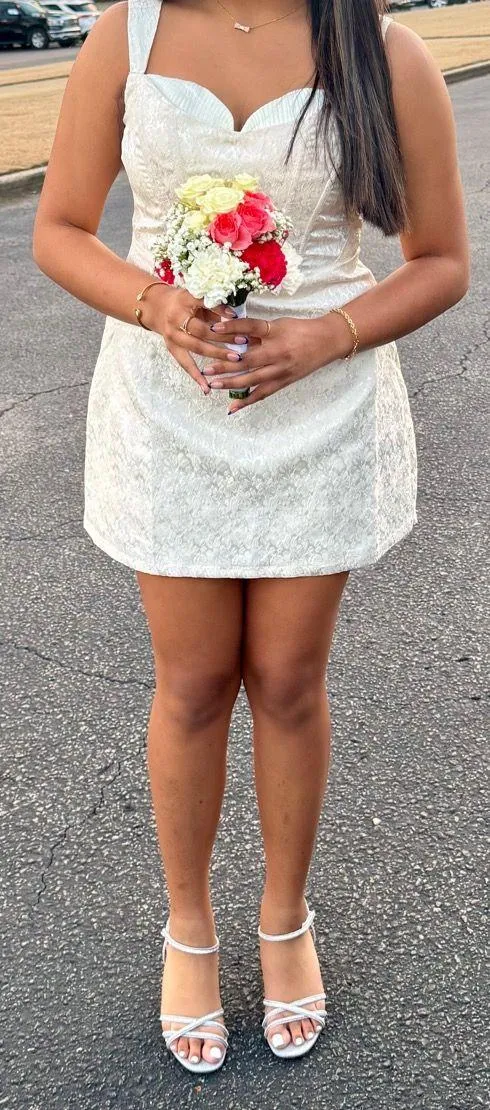 Lulus Ivory Mini Homecoming Dress  - Image 5