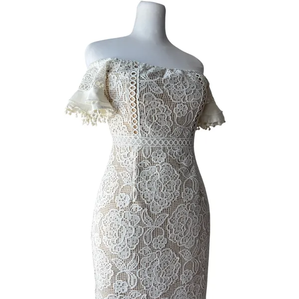 Twosisters the Label Erica White Lace Off the Shoulder Mermaid Midi Dress - Image 9