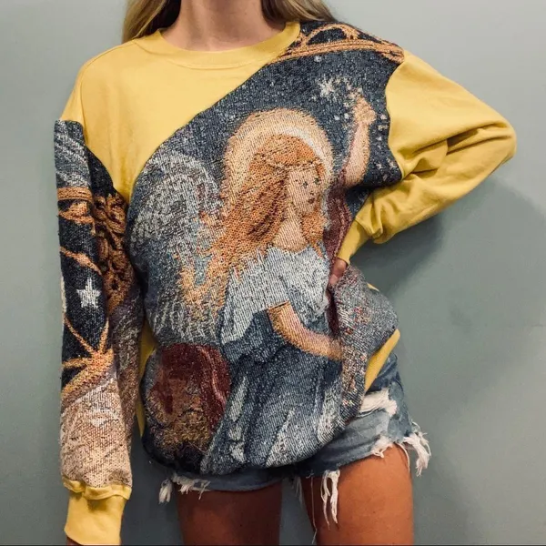 Nike Angel sweatshirt! Custom reworked tapestry blanket crew neck sweater size XL - Image 2