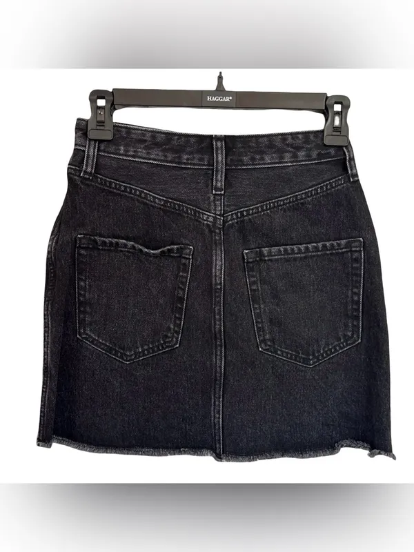 Abercrombie Zoe Black Denim Front Zip Mini Skirt 24 NWT Frayed Distressed A Line - Image 9
