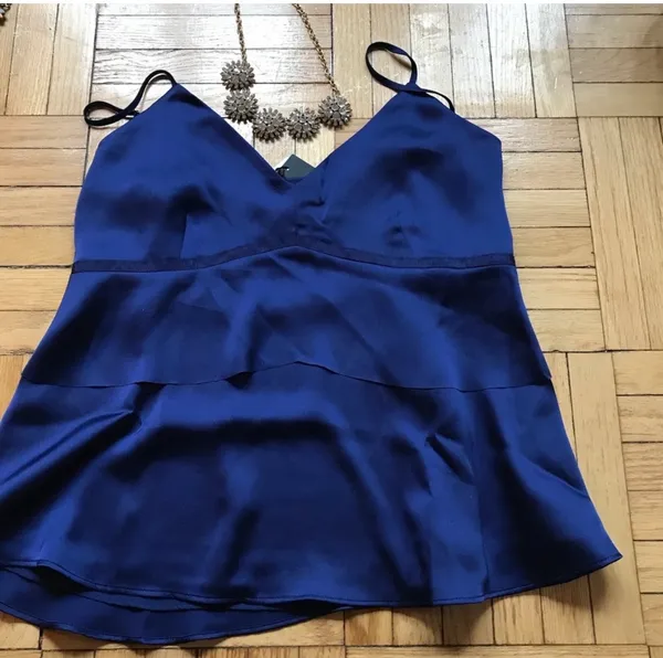 Banana Republic Royal Blue Satin Tiered Cami Tank Top NWT XS - Image 2