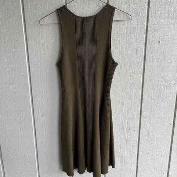 Torn by Ronny Kobo Lace Up Ribbed Knit Mini Dress‎ in Olive Green Size M - Image 7