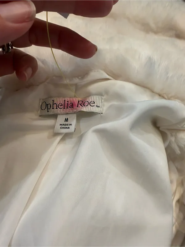 Ophelia Roe Cozy Cream Teddy Jacket - Plush Faux Fur Women's Coat Sz M - Image 5