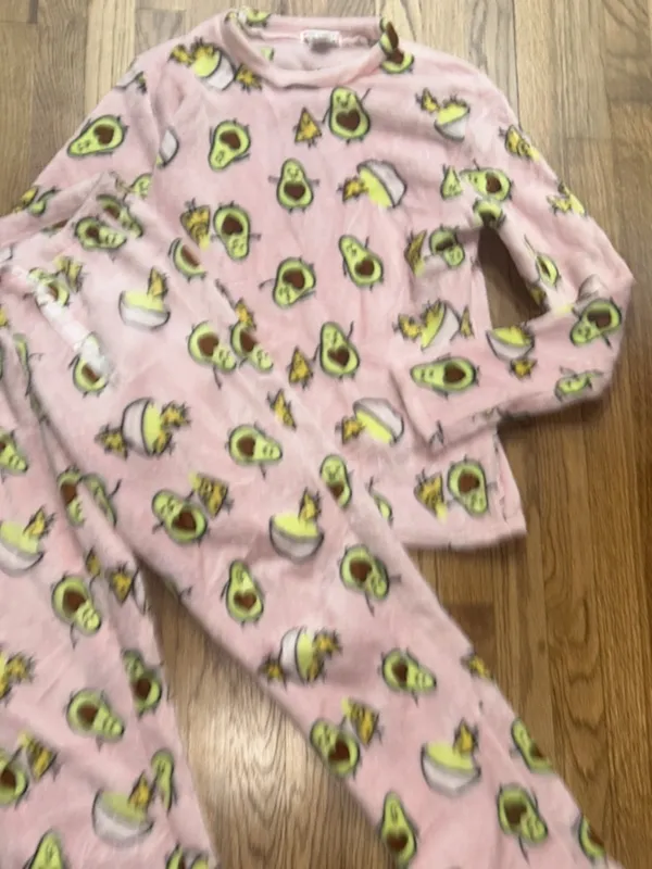 Women’s Pink Avocado Plush Pajama Set Medium NWOT - Image 4