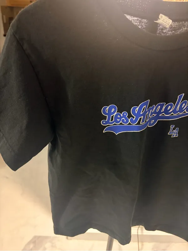 Los Angeles Apparel Tee - Black with Blue Script - Image 2