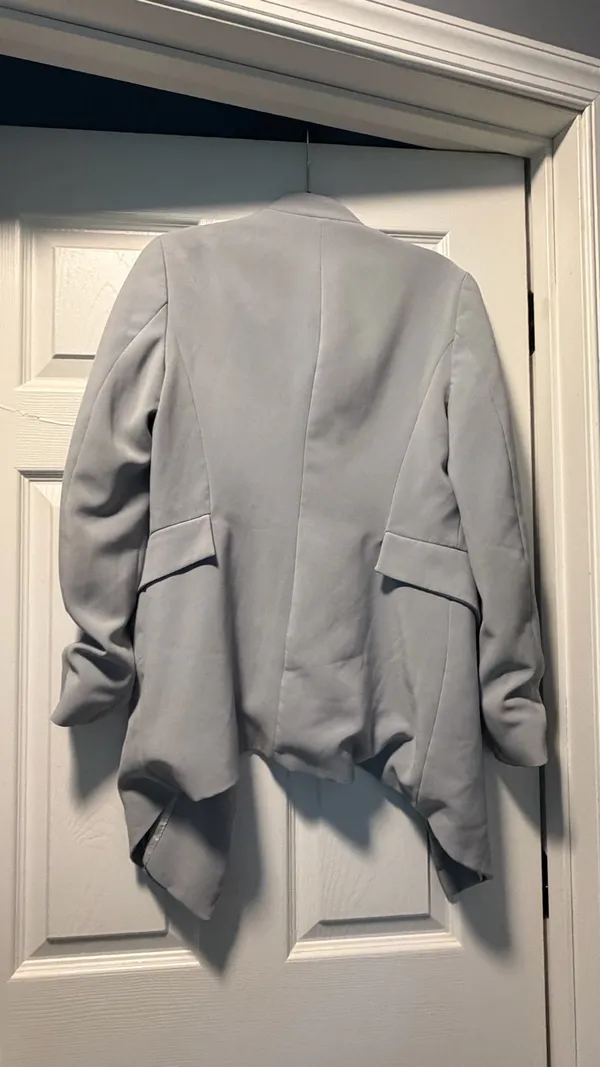 Zara Basic Collection Medium- Light Gray Blue Open-Front Drape Blazer - Image 2