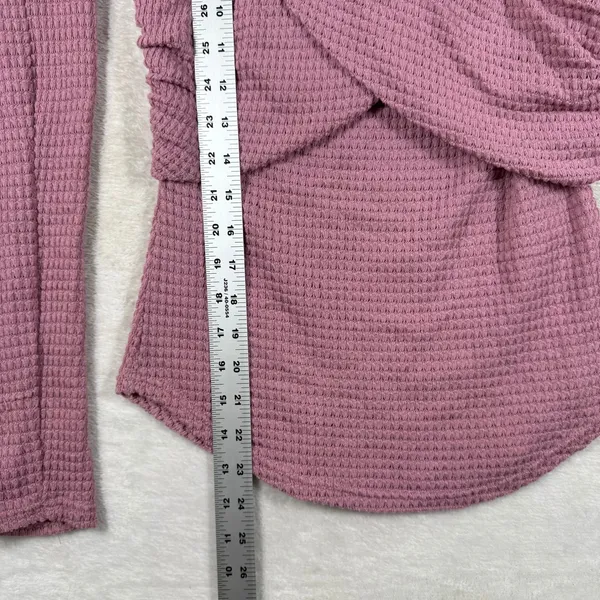 Free People Dusty Rose Waffle Knit Criss Cross Thermal Top Small OB1185373 - Image 4