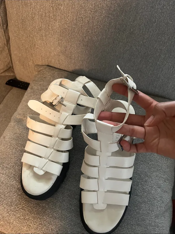 Altar'd State White Strappy Gladiator Sandals with Buckle - Image 3