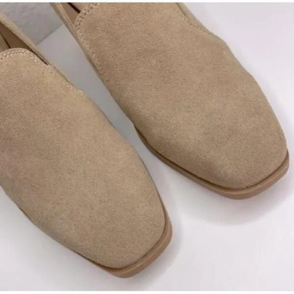NEW Anthropologie Tan Leather Block Heels Shoes 8.5 Wevenly Suede Closed Toe - Image 7