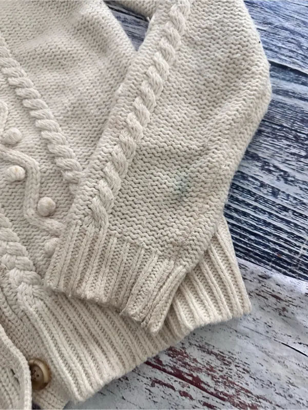 Vintage Y2K Aerie Cream Cable-Knit Button Wool Blend Cardigan Sweater - Image 5