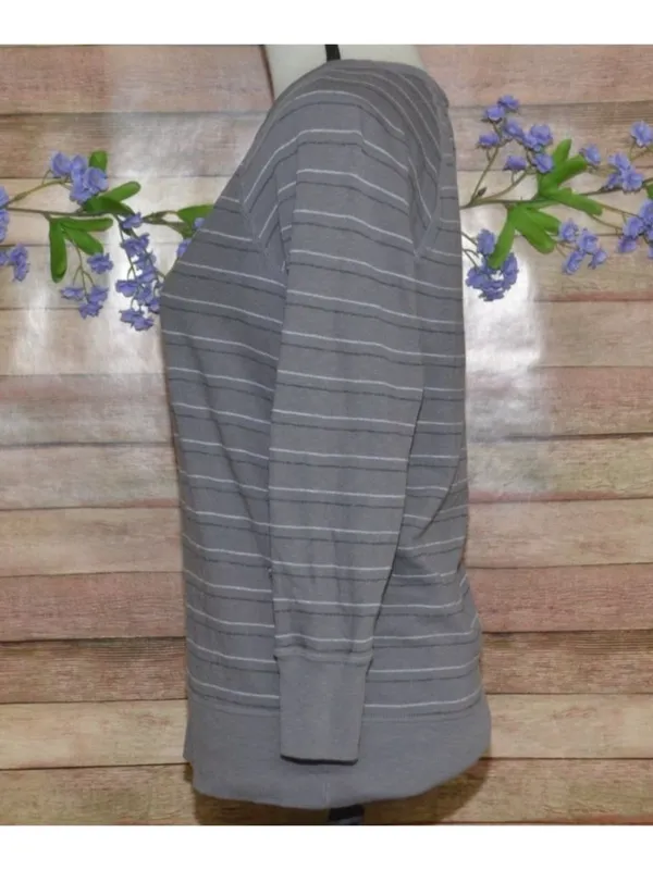 Standard James Perse Sweatshirt Size 1 S Gray Stripe Supima Cotton Made USA - Image 5