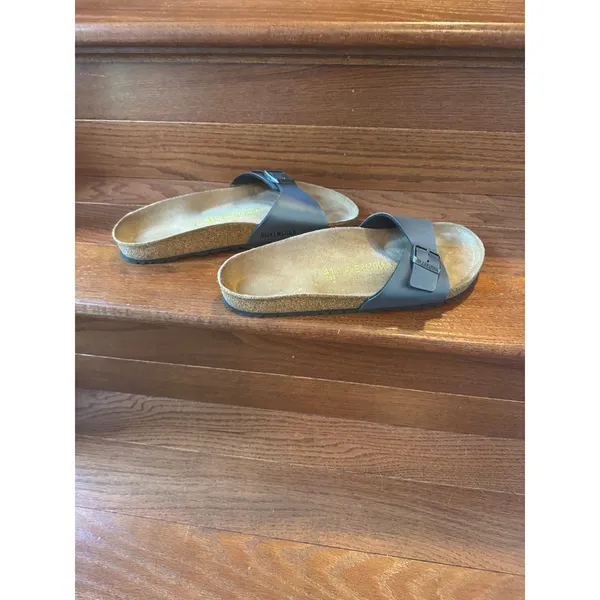 Birkenstock Madrid Metallic Blue Gray Slide Sandals Women 41 L10 M8 - Image 3