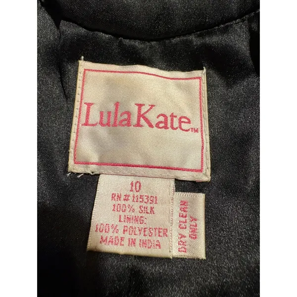 LulaKate Paisley Silk Dress Multicolor Satin Trim Belted Cocktail Boho Size 10 - Image 8