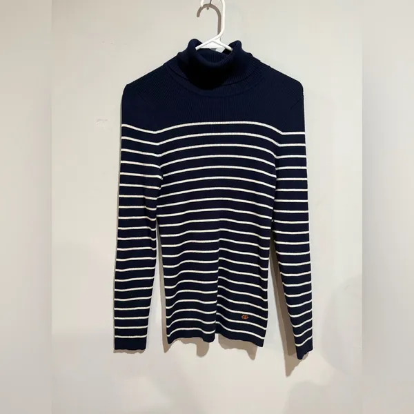 Ralph Lauren Men's Sweater in Navy and Cream Stripes - Image 2