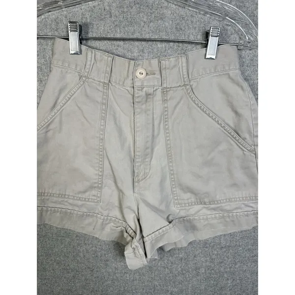 Vintage Abercrombie & Fitch Size 4‎ Cotton Womens Shorts High Waist Beige Mini - Image 12