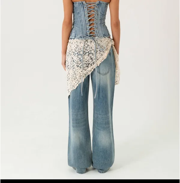 Peppermayo Scarf Belt Low Rise Denim Relaxed Jeans - Image 2